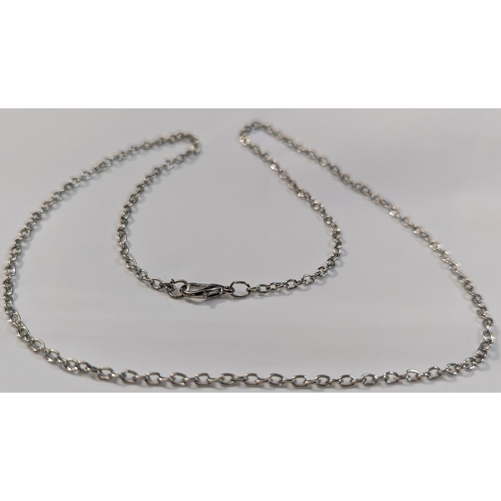 NOS Vintage Silvertone Chain Necklace Unisex 20" Silver Tone Lobster Clasp Link